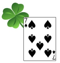 Seven of Spades Blackjack Card, Green Four Leaf Clover
