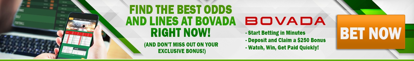 White and Green Bovada Sports Betting Banner