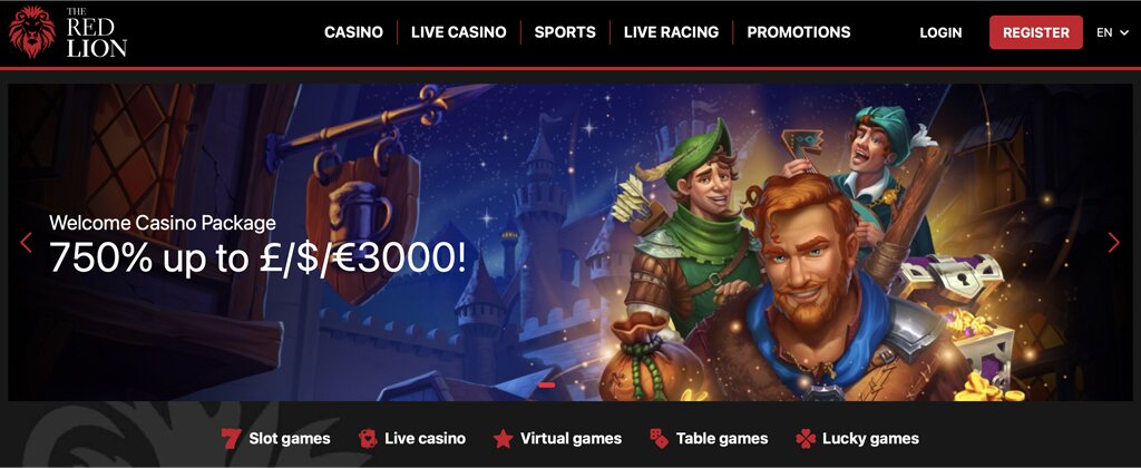 Red Lion Casino Homepage