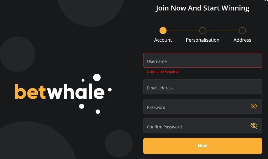 BetWhale Sign Up