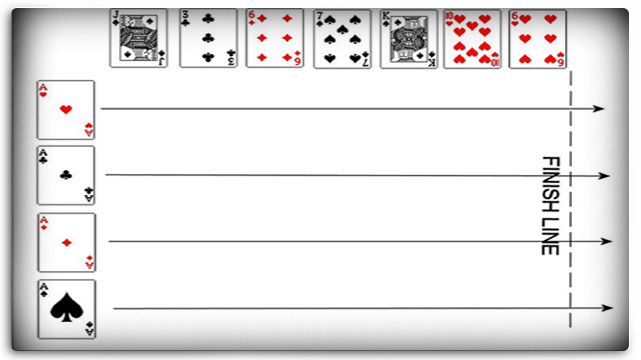 Horse Race Card Game Diagram With 4 Aces On Left Side