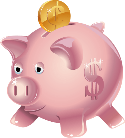 Shining Piggy Bank With Coin Being Inserted