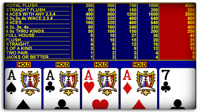 Video Poker With Four Aces Showing