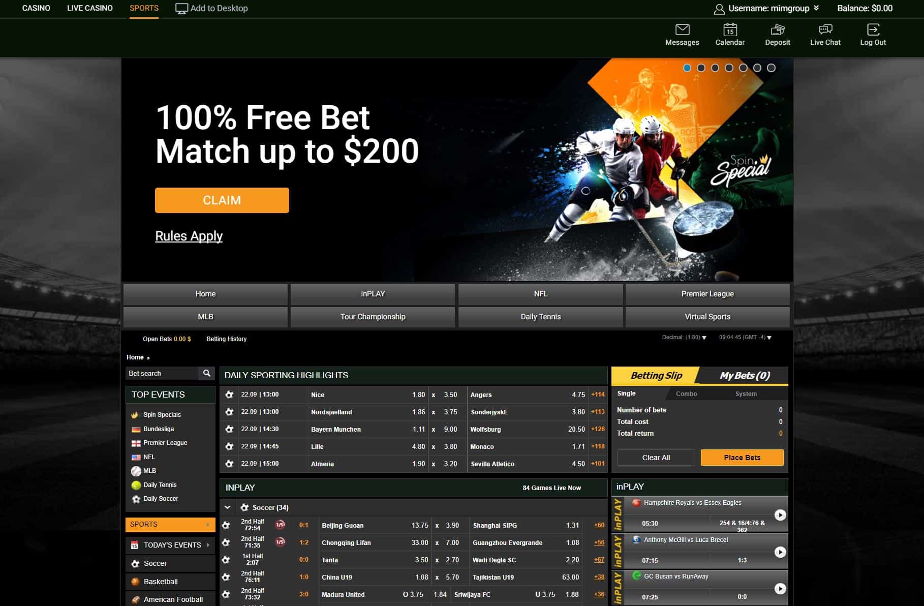 Spin Palace Sports Betting Review